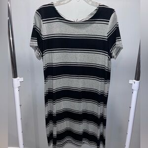 Striped Black and Gray T-Shirt Dress